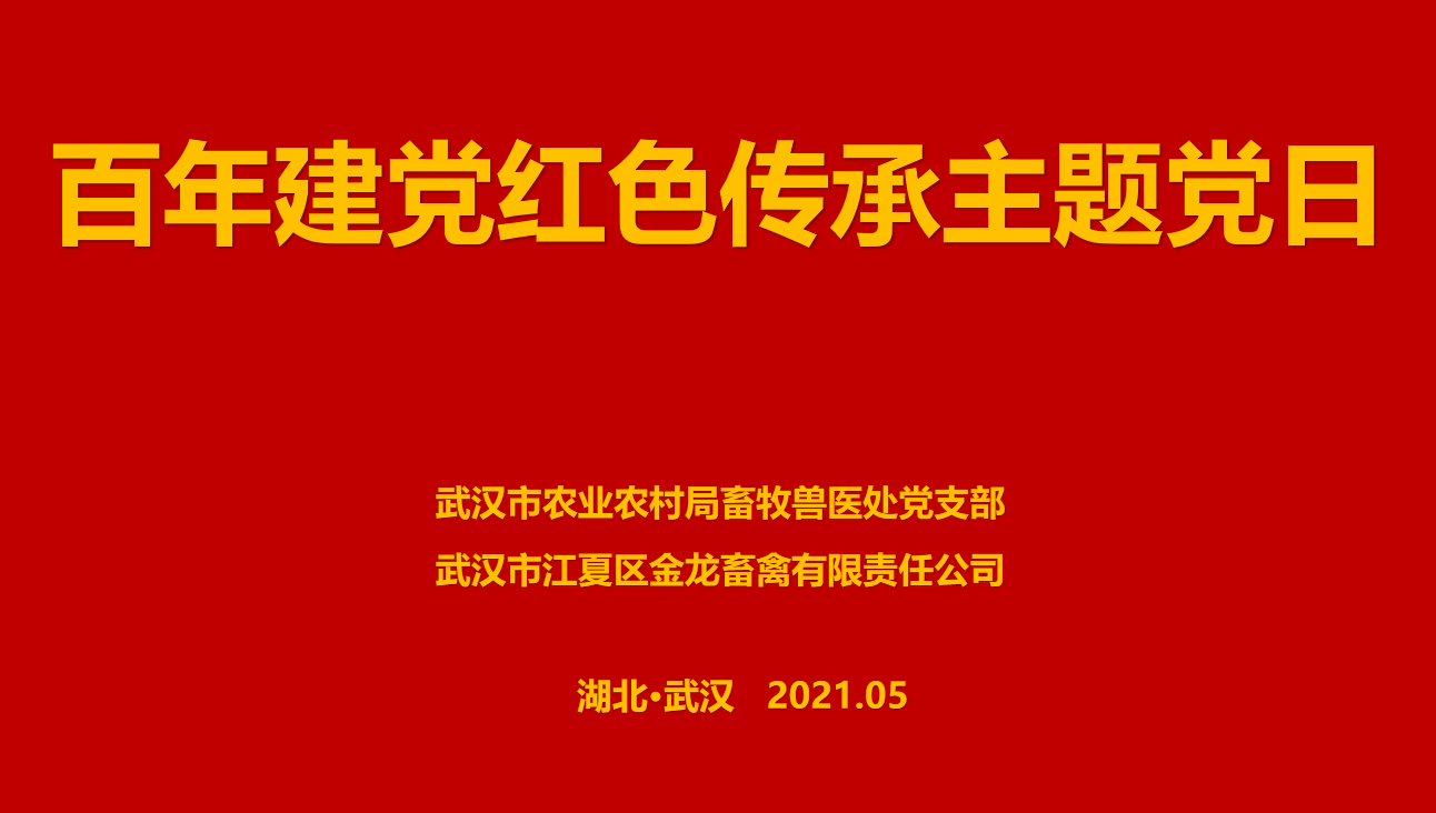 “百年建黨，紅色傳承” --市農(nóng)業(yè)農(nóng)村局畜牧獸醫(yī)處聯(lián)合武漢金龍集團(tuán)舉辦主題黨日活動